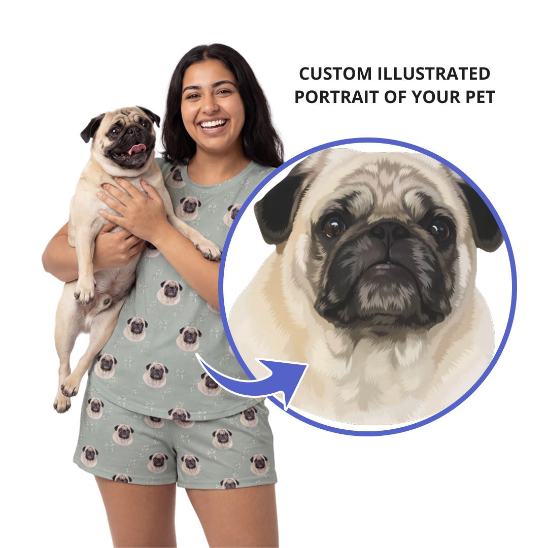 Fitted T-Shirt Pajama Set | Pet Face Pajamas