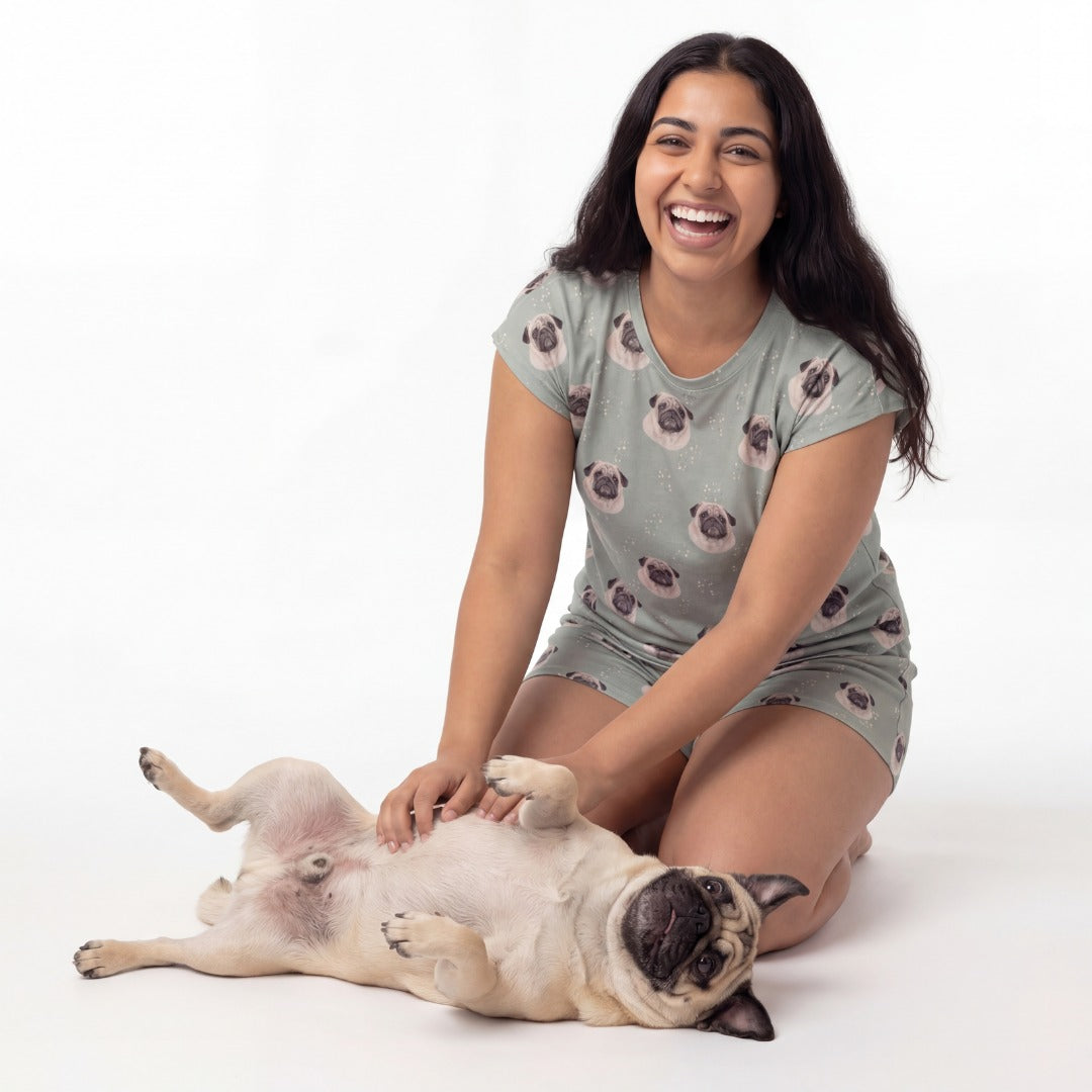 Fitted T-Shirt Pajama Set | Pet Face Pajamas
