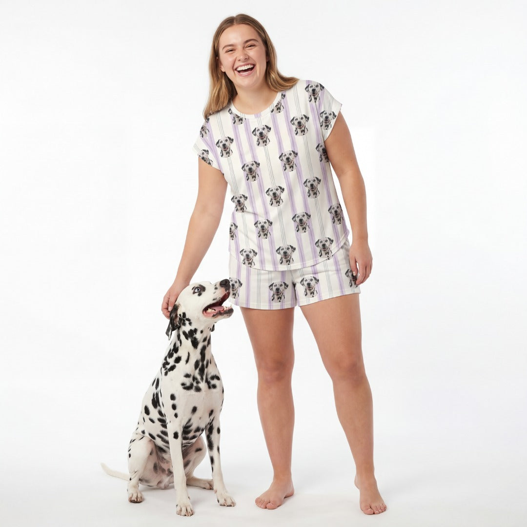 Fitted T-Shirt Pajama Set | Pet Face Pajamas