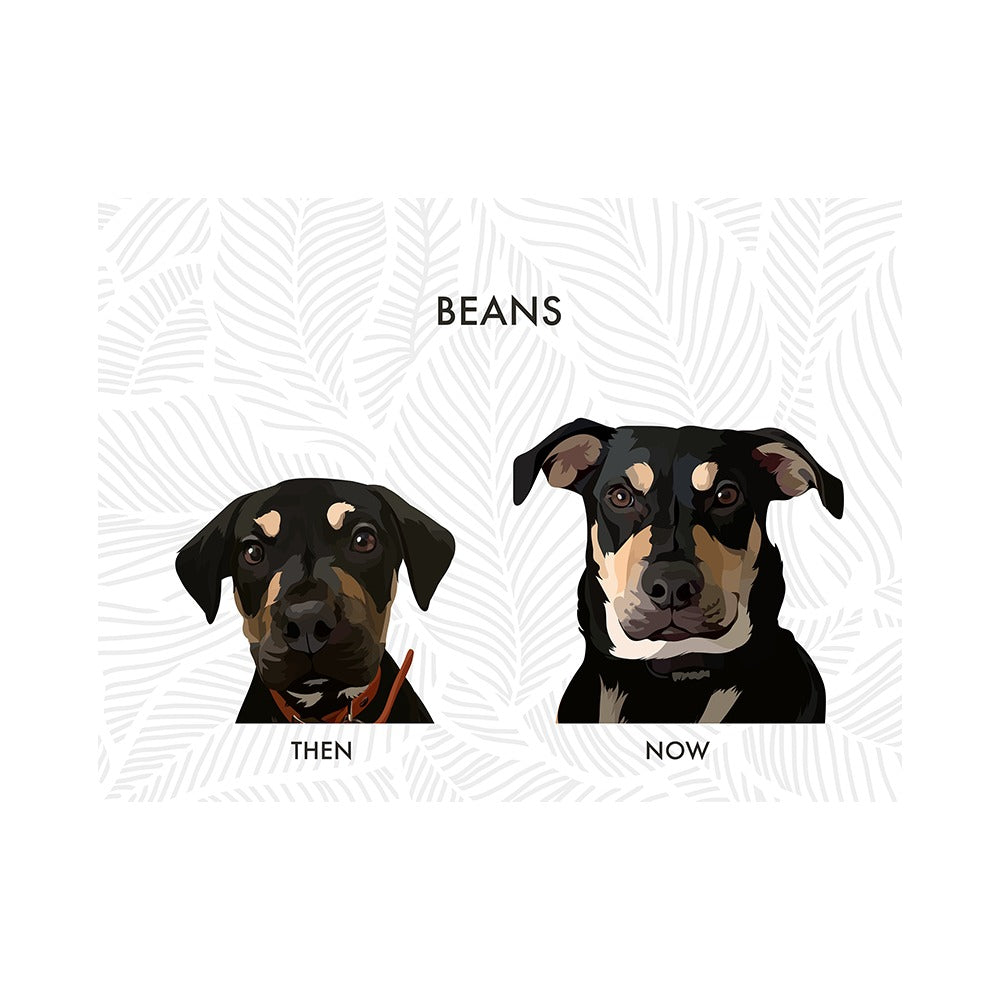 Custom Then vs Now Pet Portrait